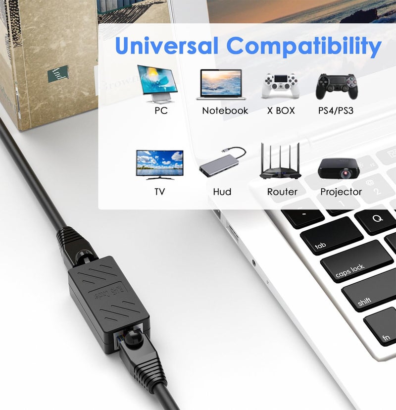 LVY Ethernet Extender RJ45 Couplers Network Cable Coupler Cat 5 Coupling Lnternet Female to Female Connector Lnline Coupler for Cat5/ Cat5e/ Cat6e/ Cat7 Ethernet Extension Cable (Black 6pcs) - Image 2